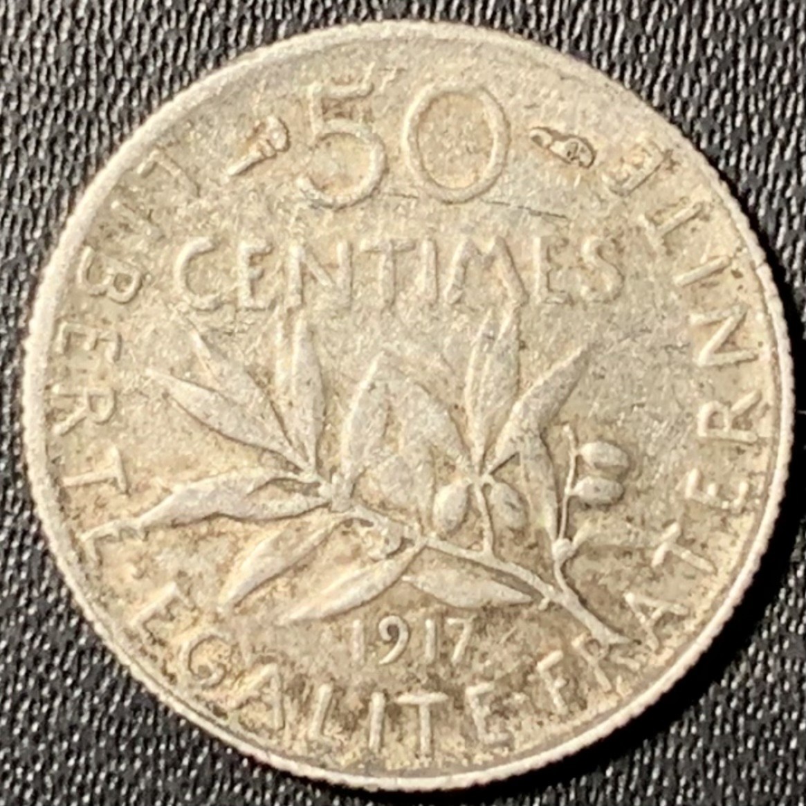 紫瑗钱币——第273期拍卖 法国 1917年 播种女神 50分 2.5克 0.835银