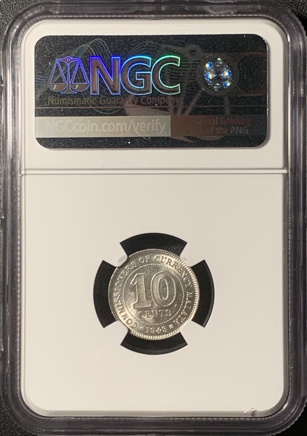 紫瑗钱币——第273期拍卖 马来亚 1943年 乔治六世 10分 银币 NGC MS63