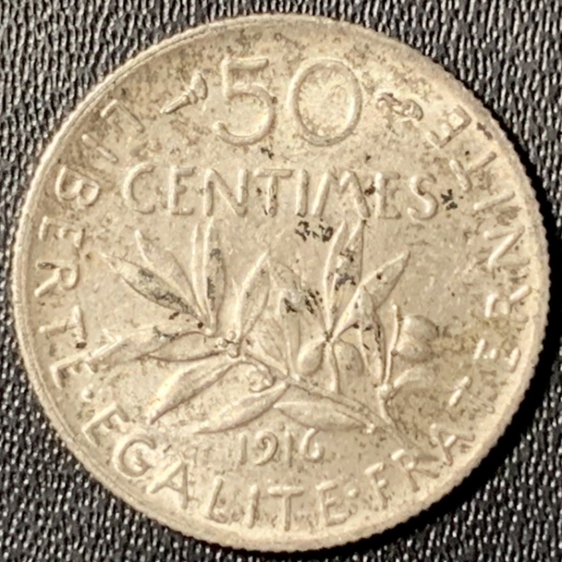 紫瑗钱币——第273期拍卖 法国 1916年 播种女神 50分 2.5克 0.835银