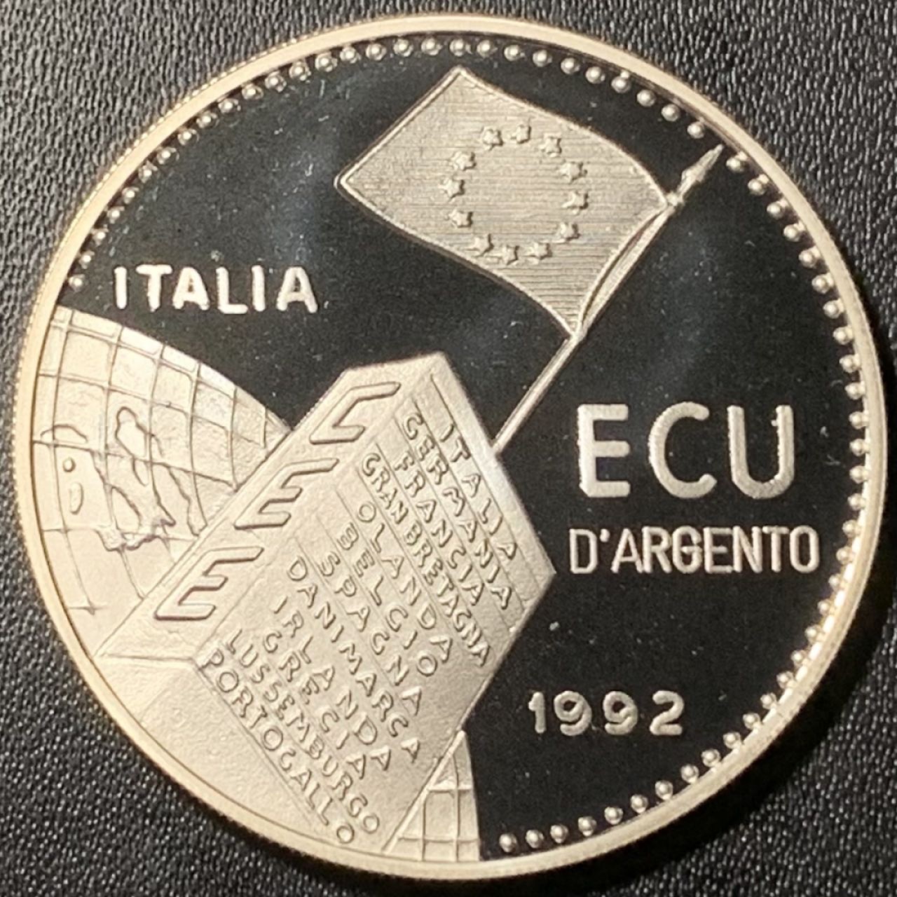 紫瑗钱币——第273期拍卖 意大利 1992年 欧洲经济共同体成立35年 1埃居 25克 0.925银 精制
