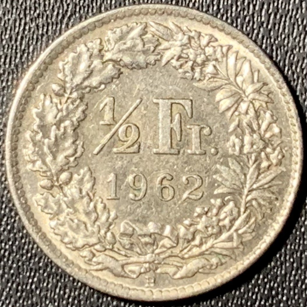 紫瑗钱币——第273期拍卖 瑞士 1962年 赫尔维蒂亚 1/2法郎 2.5克 0.835银 UNC