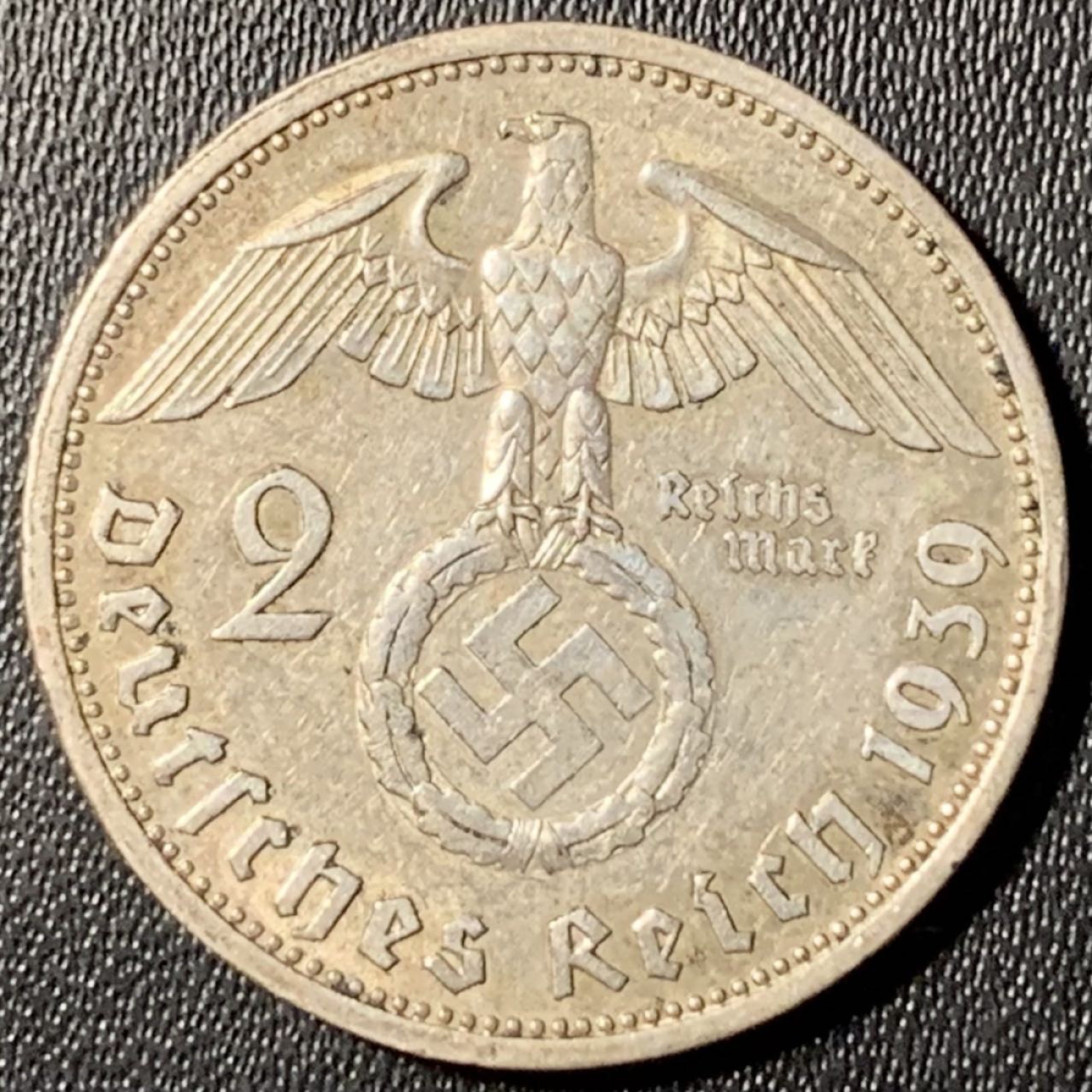 紫瑗钱币——第273期拍卖 德国 1939年 A版 兴登堡 字符 2马克 8克 0.625银