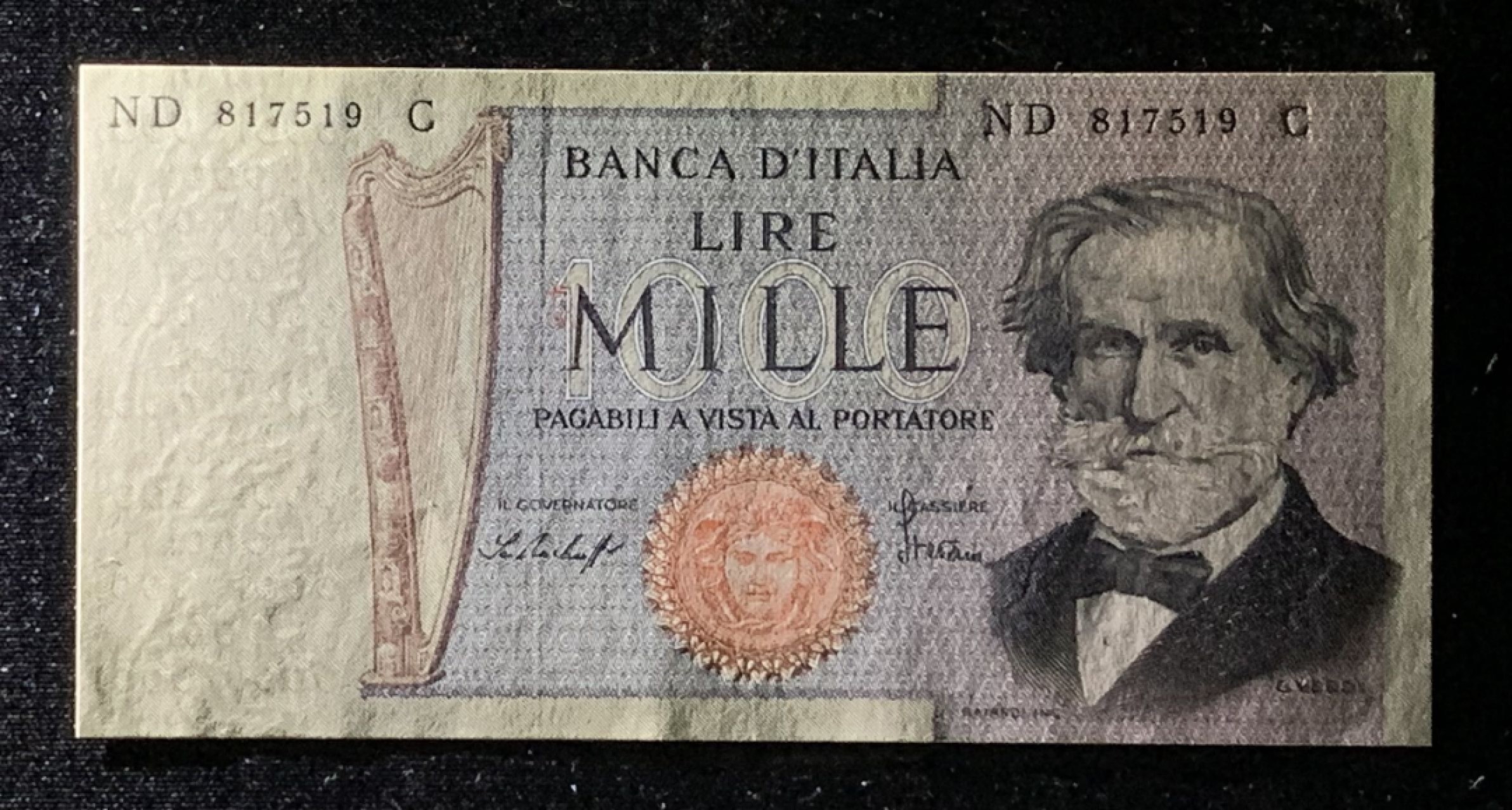 紫瑗钱币——第272期拍卖—纸币场 意大利 1979年 威尔第 1000里拉 UNC