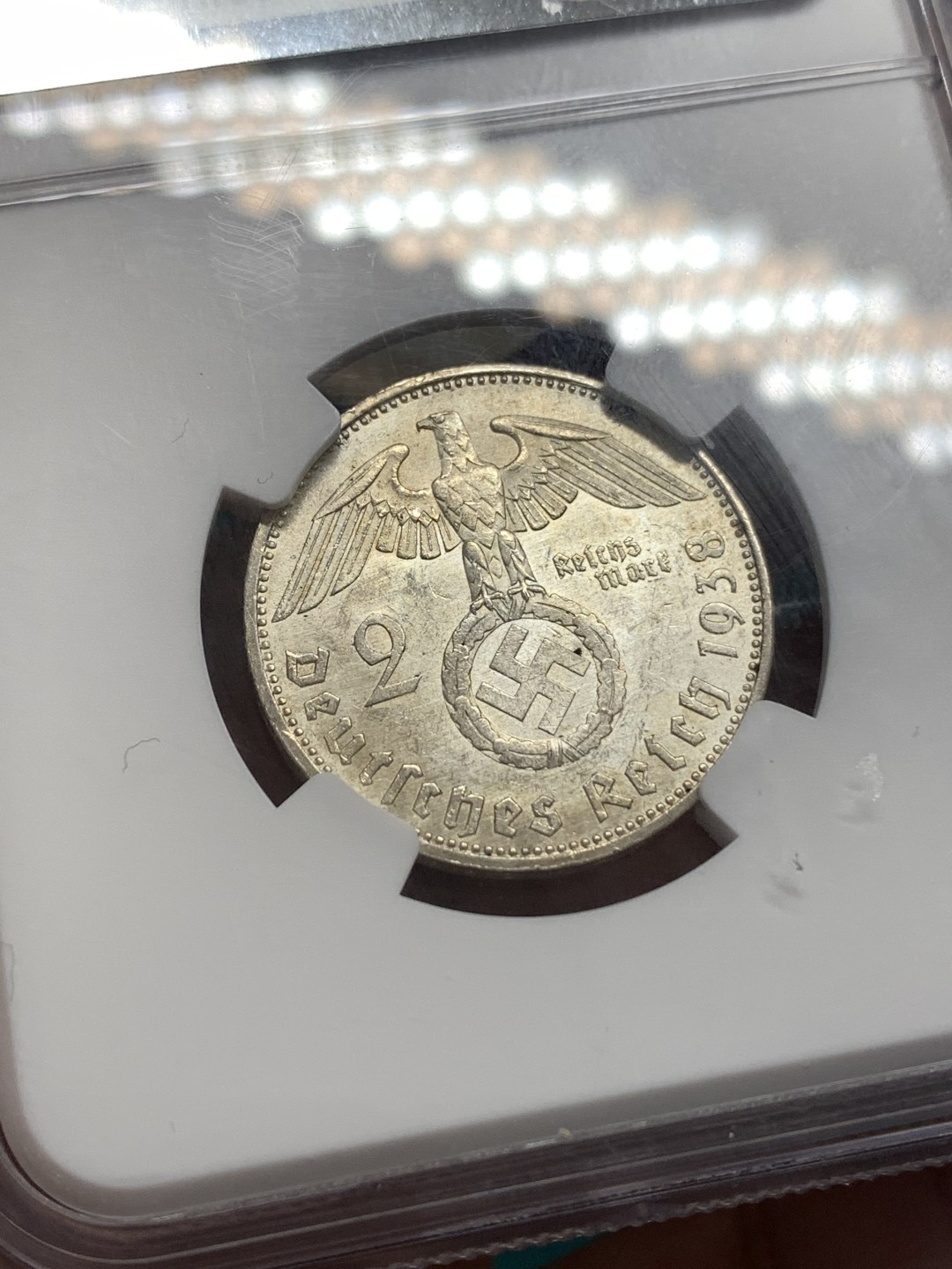 《竞宝斋》第169场-周日，周一2场 (全场包邮) NGC-MS62 德国 1938年 兴登堡  2马克 银币