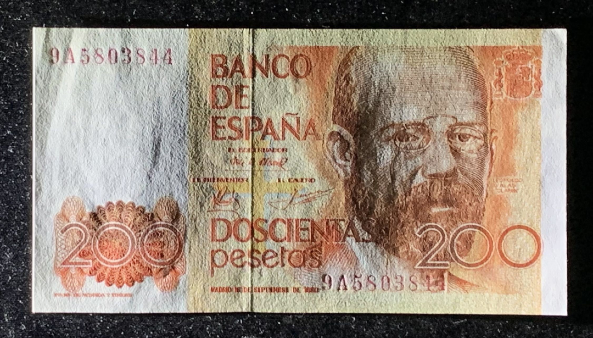 紫瑗钱币——第274期拍卖—纸币场 【叠尾】西班牙 1980(1984)年 利奥波多·加西德·拉斯阿拉斯 200比塞塔 UNC