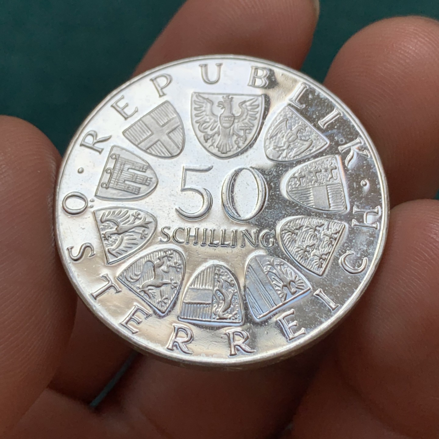 《竞宝斋》第169场-周日，周一2场 (全场包邮) 奥地利1973年50先令大银币精制 特奥多尔·克尔纳总统百年诞辰纪念 20克90%银