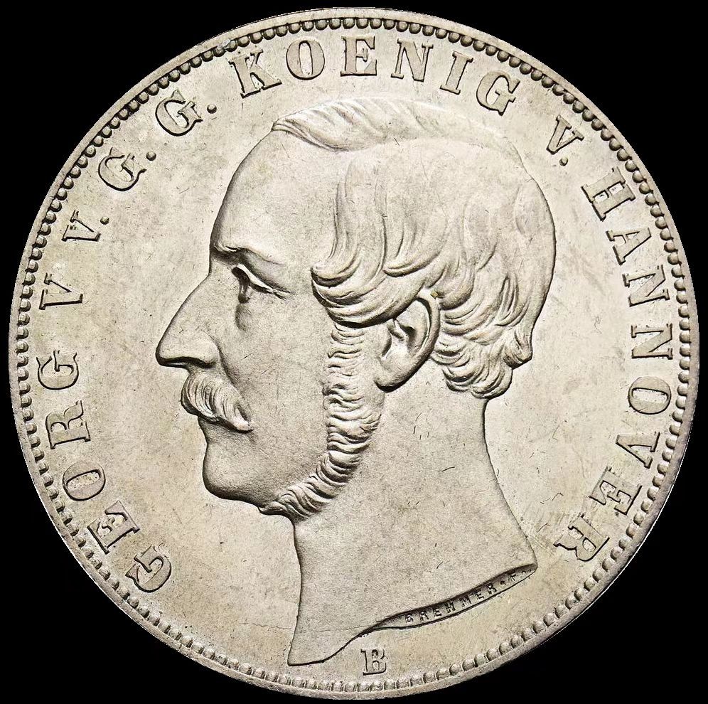 万国钱币拍卖第009期（万国白金之夜） NGC MS63 1866德国汉诺威狮马2泰勒，狮马2t中发行量最少的一个年份，仅三万多枚。