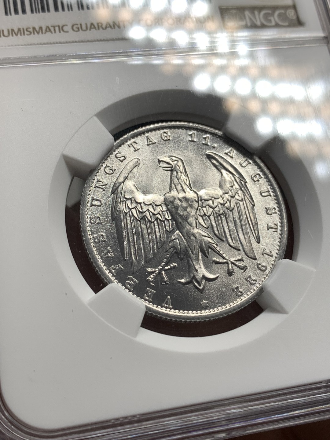 《竞宝斋》第169场-周日，周一2场 (全场包邮) NGC-MS67 德国 1922年3马克铝币 顶级分数