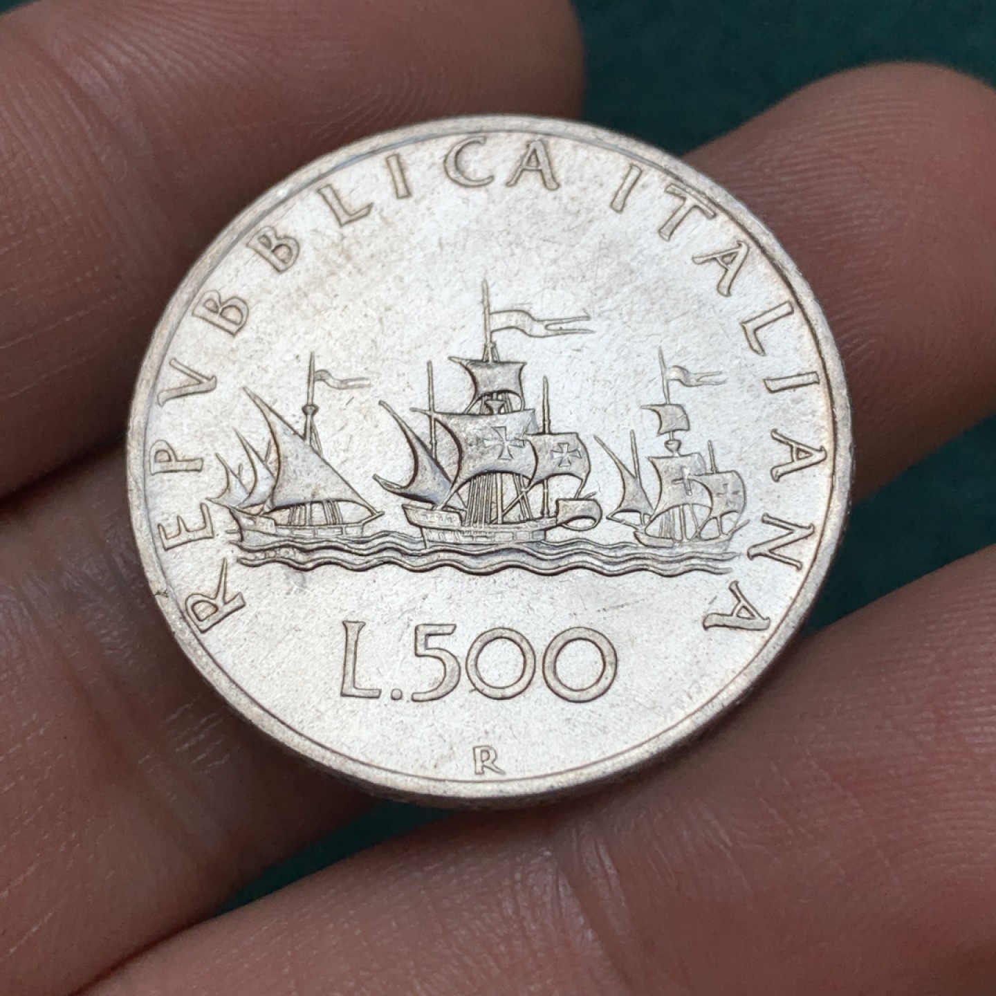 《竞宝斋》第169场-周日，周一2场 (全场包邮) 意大利 1960年 意大利 人妻帆船 500里拉银币 少见年份