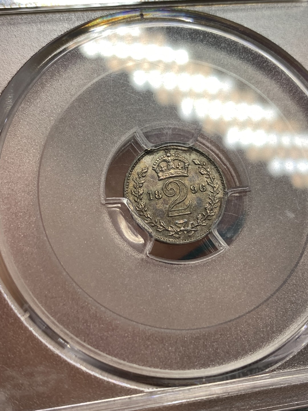 《竞宝斋》第169场-周日，周一2场 (全场包邮) PCGS PL66 英国1896年2便士银币 濯足币2D，发行量11000枚，深五彩包浆，P仅3枚更高