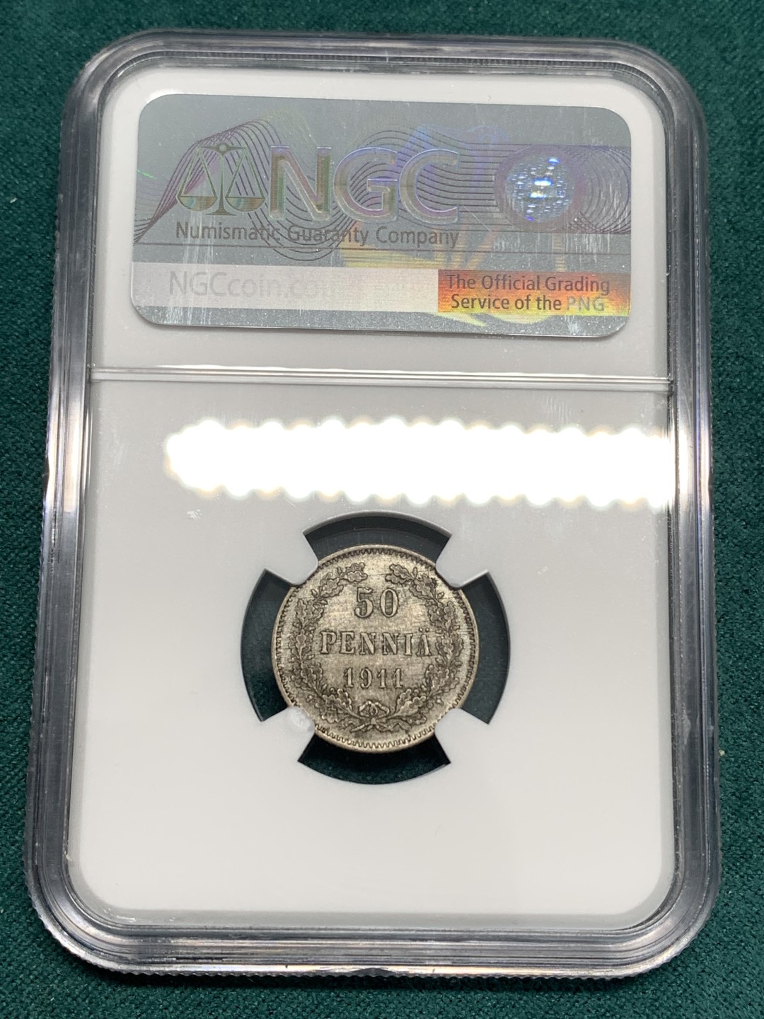 《竞宝斋》第169场-周日，周一2场 (全场包邮) NGC-MS62 俄属芬兰1911年 双头鹰50分银币