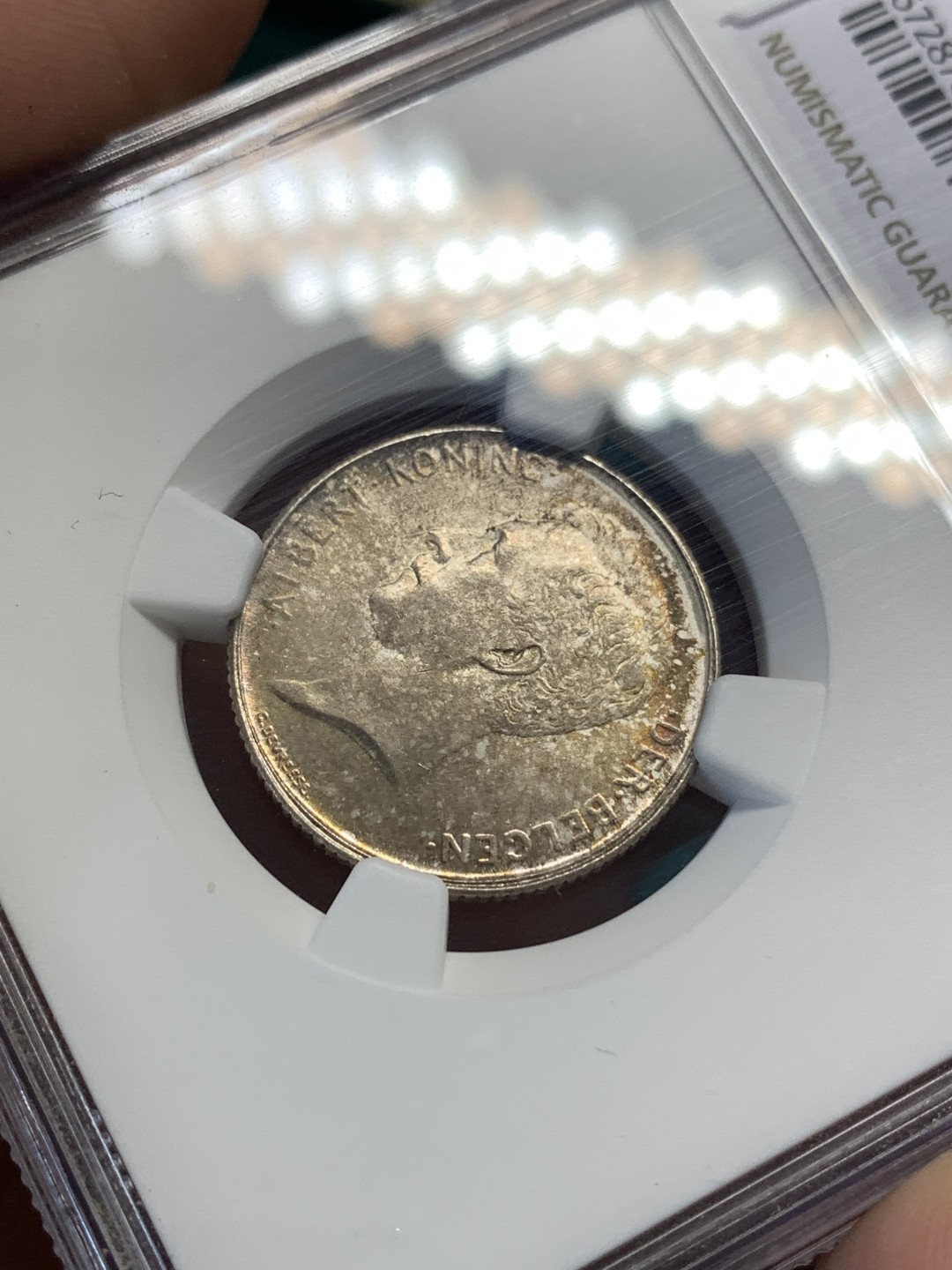 《竞宝斋》第169场-周日，周一2场 (全场包邮) NGC-MS64 比利时1914年 埃尔佩托 1法郎银币 淡彩好品