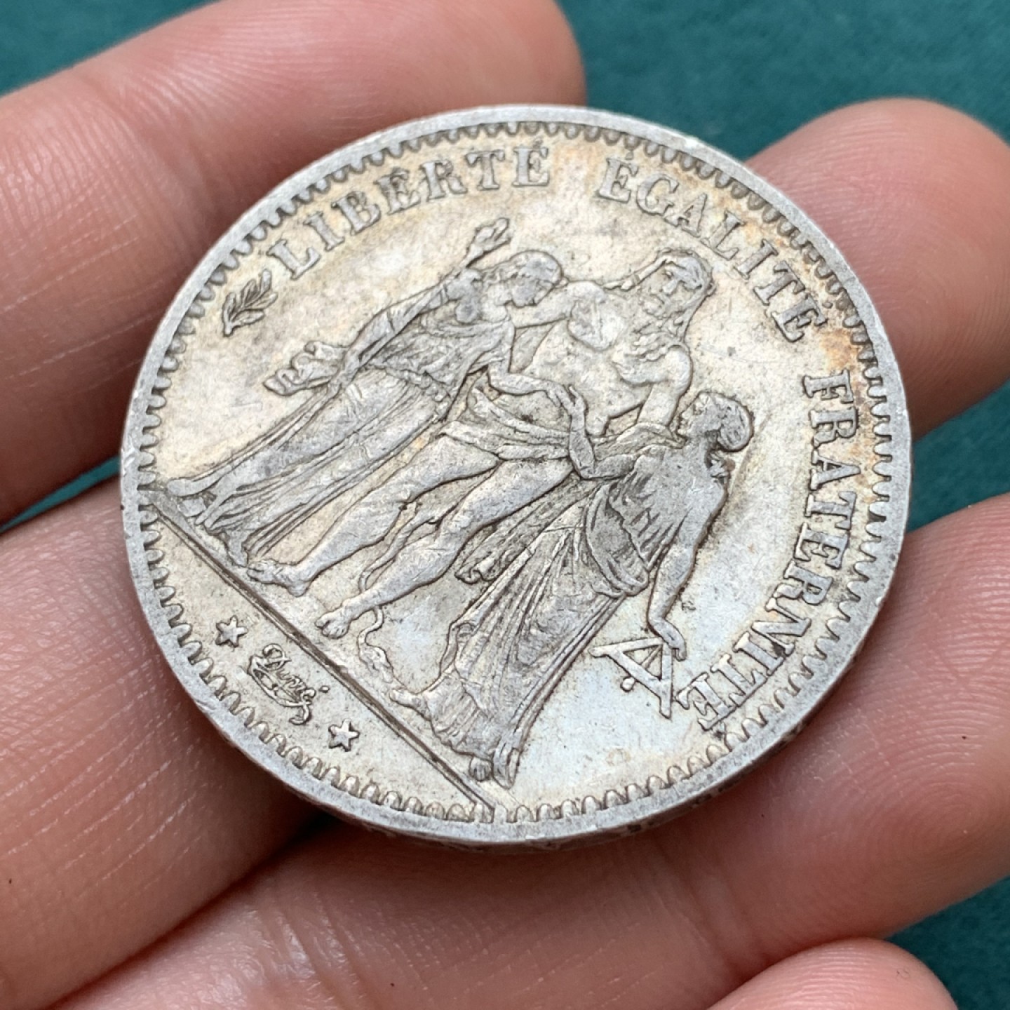 《竞宝斋》第169场-周日，周一2场 (全场包邮) 法国  大力神 1875 少见年份 原滋原味老包浆 状态不错 神像面挺好