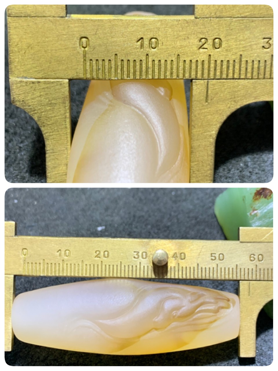 精美亚光高玉化海洋玉髓手工俏色巧雕雄鹿大桶珠一个！
