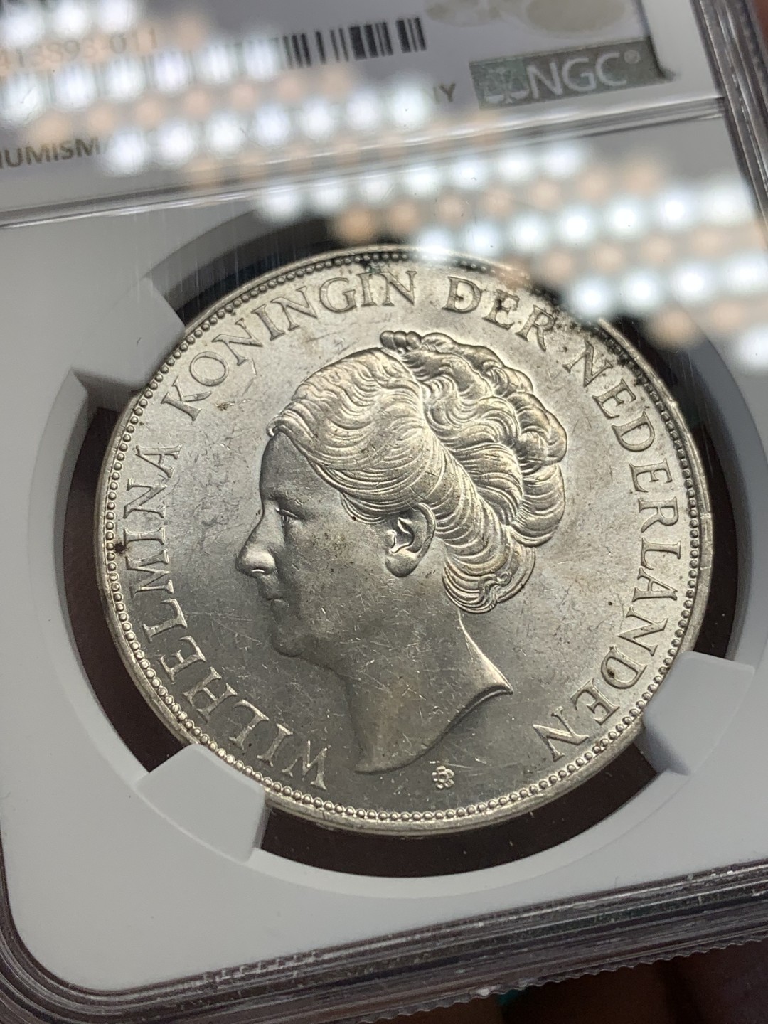 《竞宝斋》第169场-周日，周一2场 (全场包邮) NGC-MS61 荷兰1938年 威廉米娜女王 2.5盾 原光好品