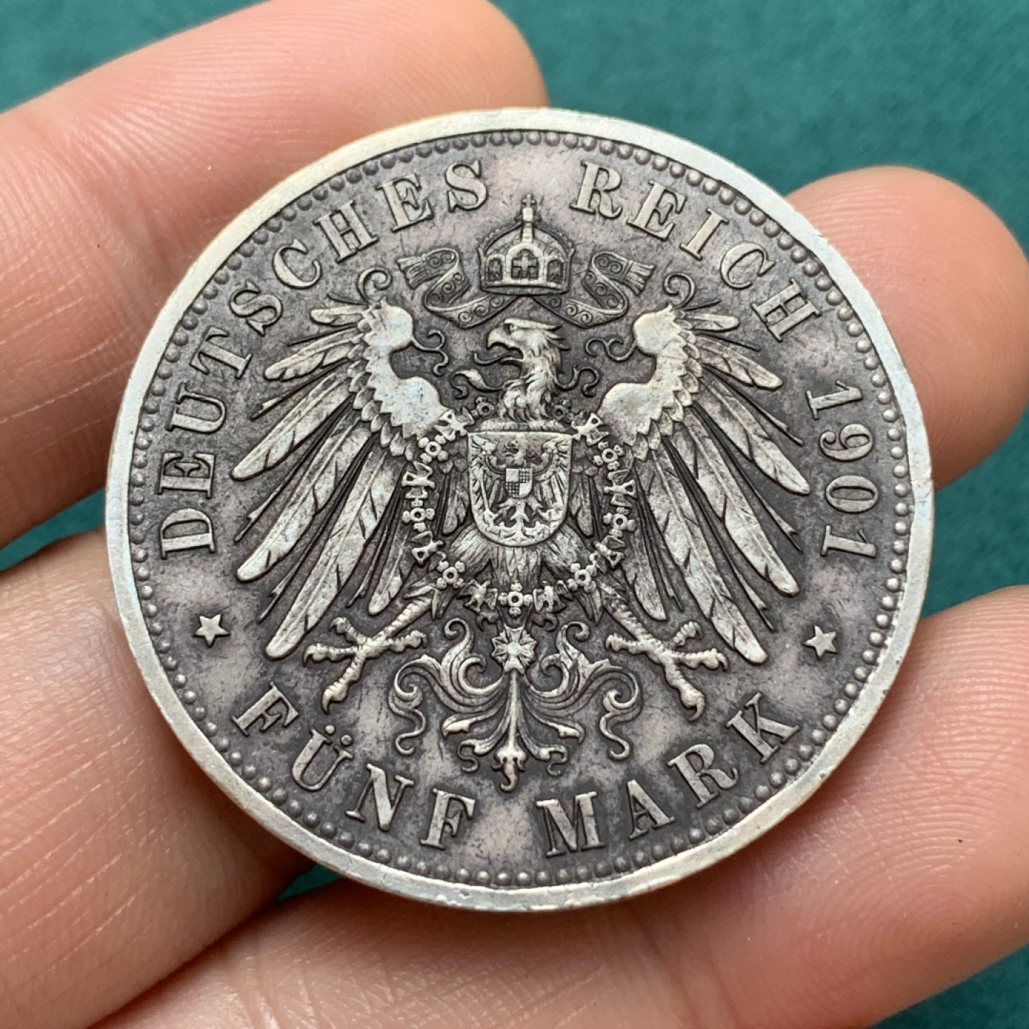 《竞宝斋》第169场-周日，周一2场 (全场包邮) 德国普鲁士1901年建国200周年5马克银币