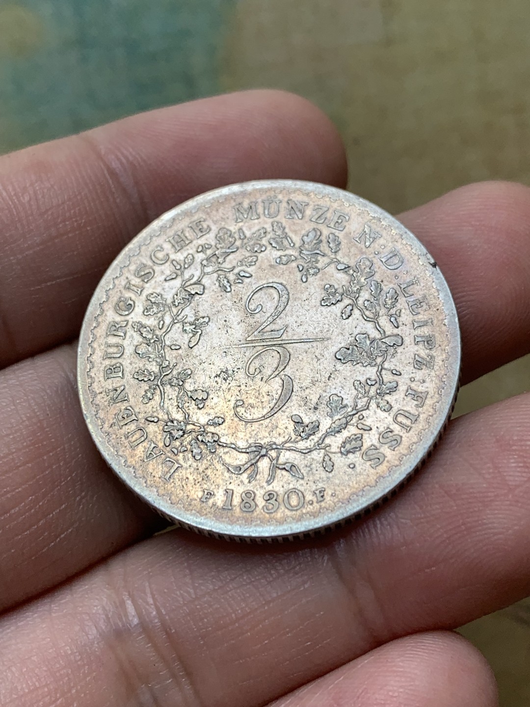 《竞宝斋》第169场-周日，周一2场 (全场包邮) 德意志邦劳恩堡1830年2/3泰勒（稀少品种，该邦国19世纪发行的唯一一枚硬币，发行量仅4000枚）