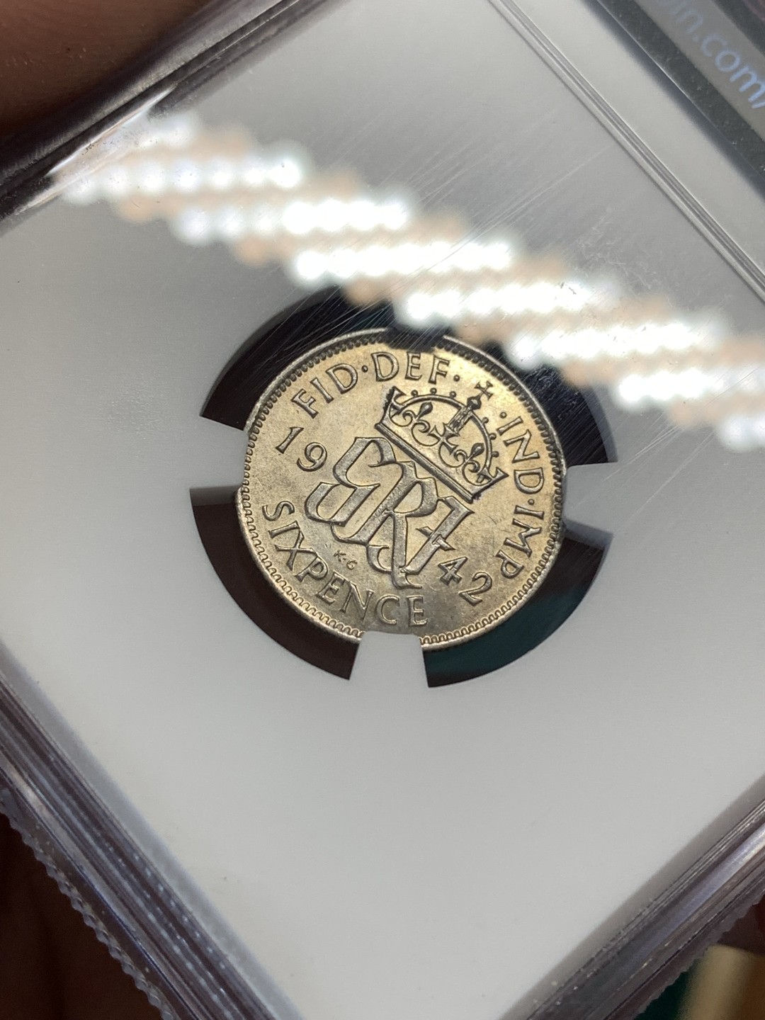 《竞宝斋》第169场-周日，周一2场 (全场包邮) NGC-MS62 英国1942年 乔六6便士 原光好品