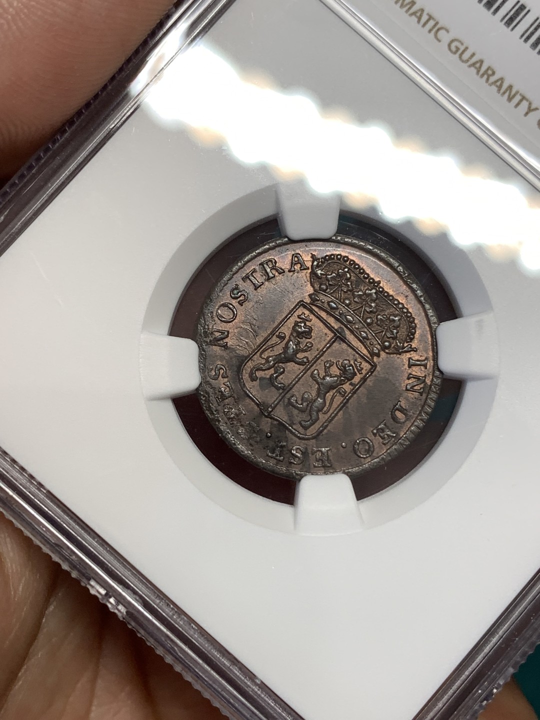 《竞宝斋》第169场-周日，周一2场 (全场包邮) NGC UNCD 荷兰GELDERLAND 1758年 1 DUIT 少见品种