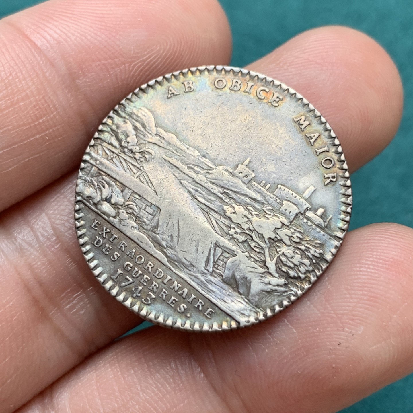 《竞宝斋》第169场-周日，周一2场 (全场包邮) 法国 路易十五 1743 银质圆形代币 景观不错