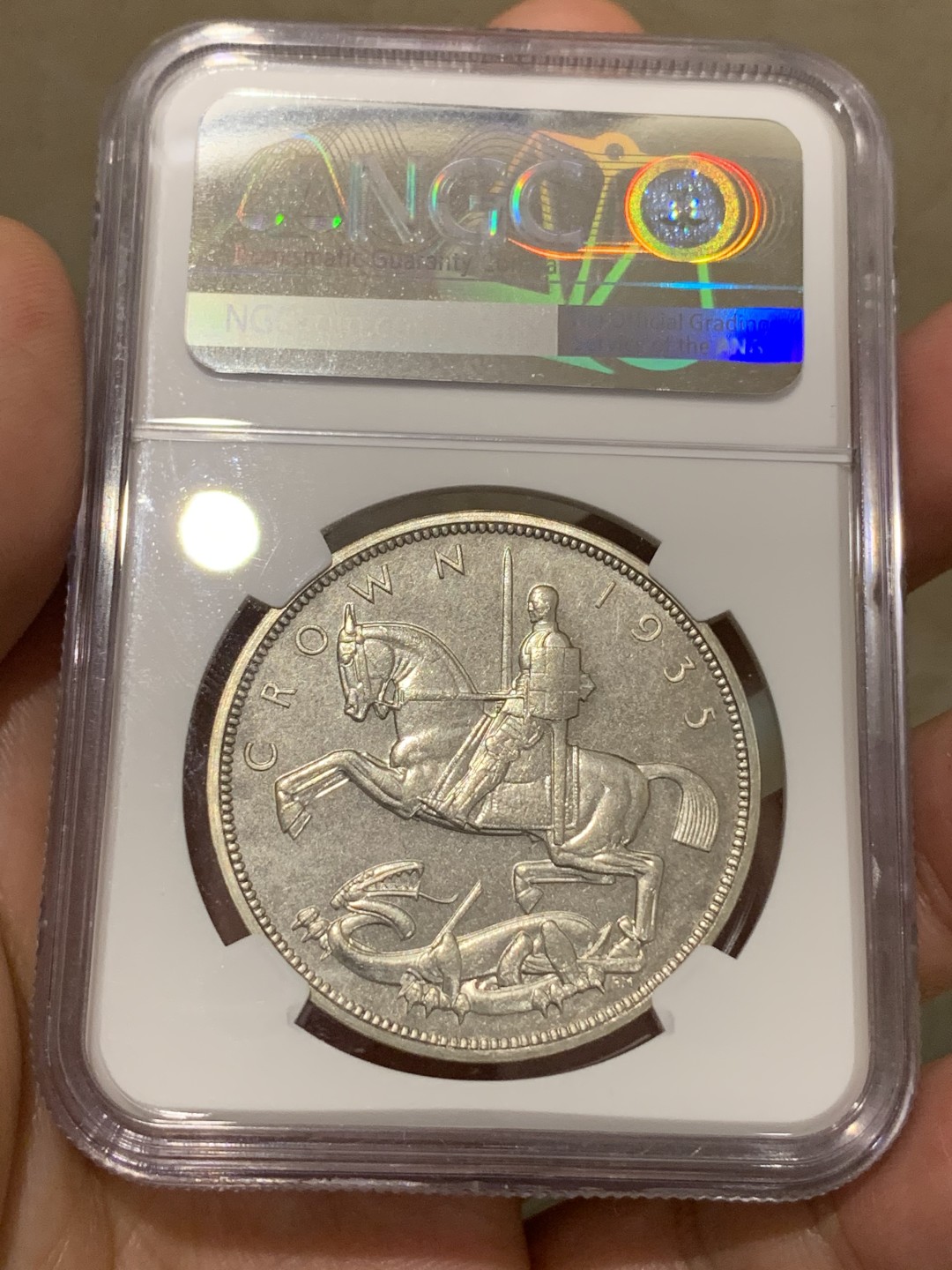 《竞宝斋》第169场-周日，周一2场 (全场包邮) NGC SP64 英国1935年乔治五世马剑一克朗银币，SP特制版本 NGC极少标注SP