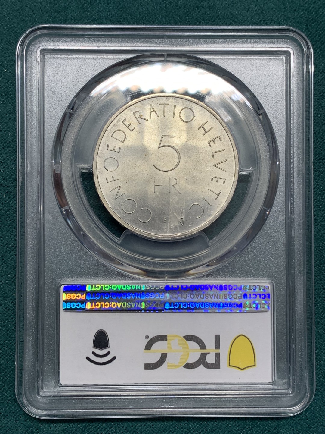 《竞宝斋》第169场-周日，周一2场 (全场包邮) PCGS MS66 瑞士 1963年 国际红十字会 100年 5法郎纪念银币