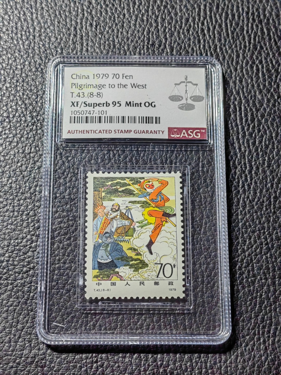 洪涛臻品批发群  精选邮票限时拍卖第二百七十九期 T43西游记新  8-8  ASG95冠军分OG，配套必备，每一枚95分都来之不易，一手出分，壳子完好无划痕，碰到不要错过