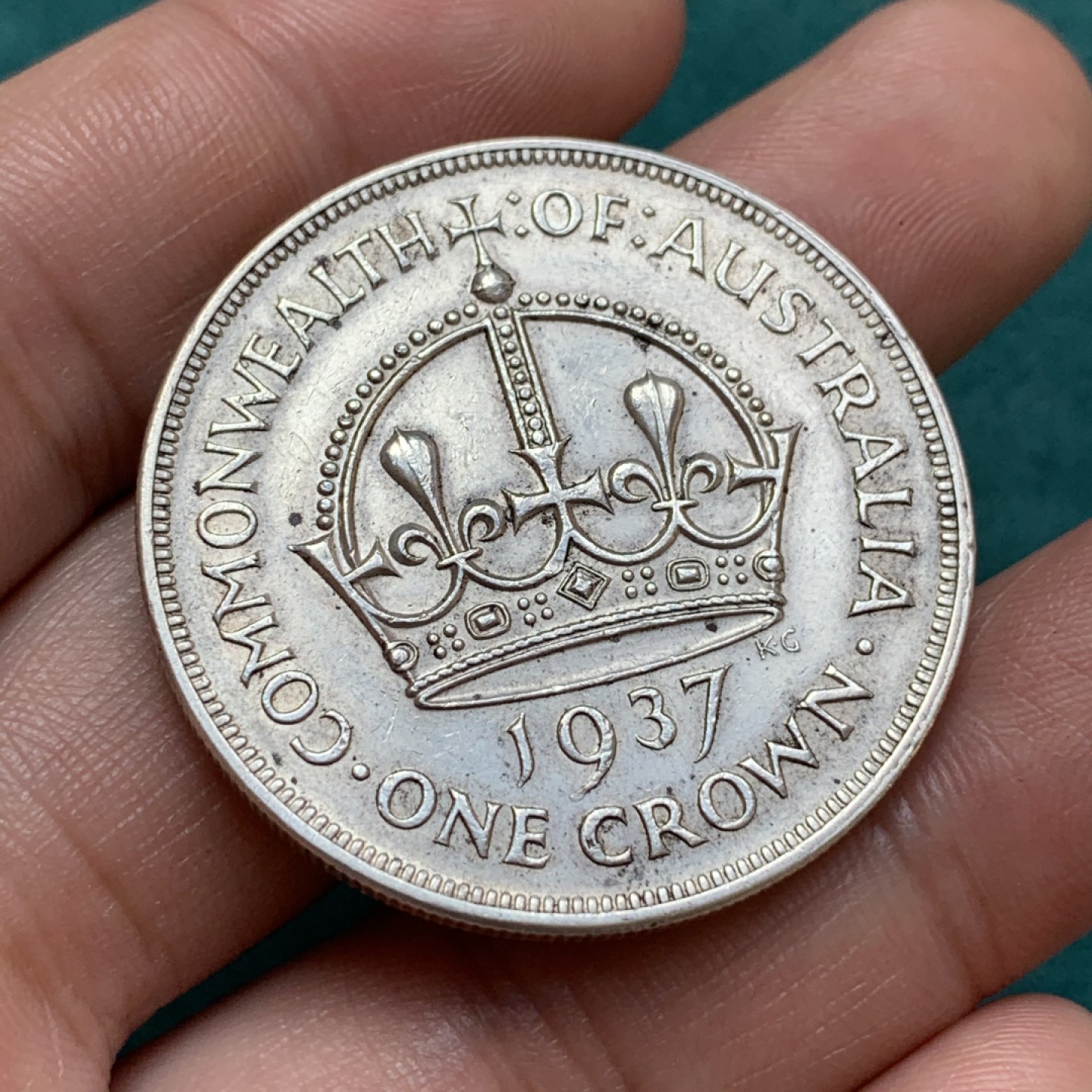 《竞宝斋》第169场-周日，周一2场 (全场包邮) 1937 澳大利亚 乔治六世 皇冠1克朗银币