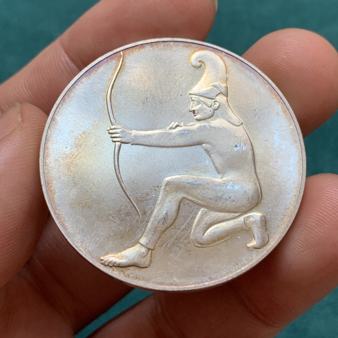 《竞宝斋》第169场-周日，周一2场 (全场包邮) 1972年 德国 慕尼黑 夏季奥林匹克运动会 银质奖牌 28.18克 40mm直径 925银 非常少