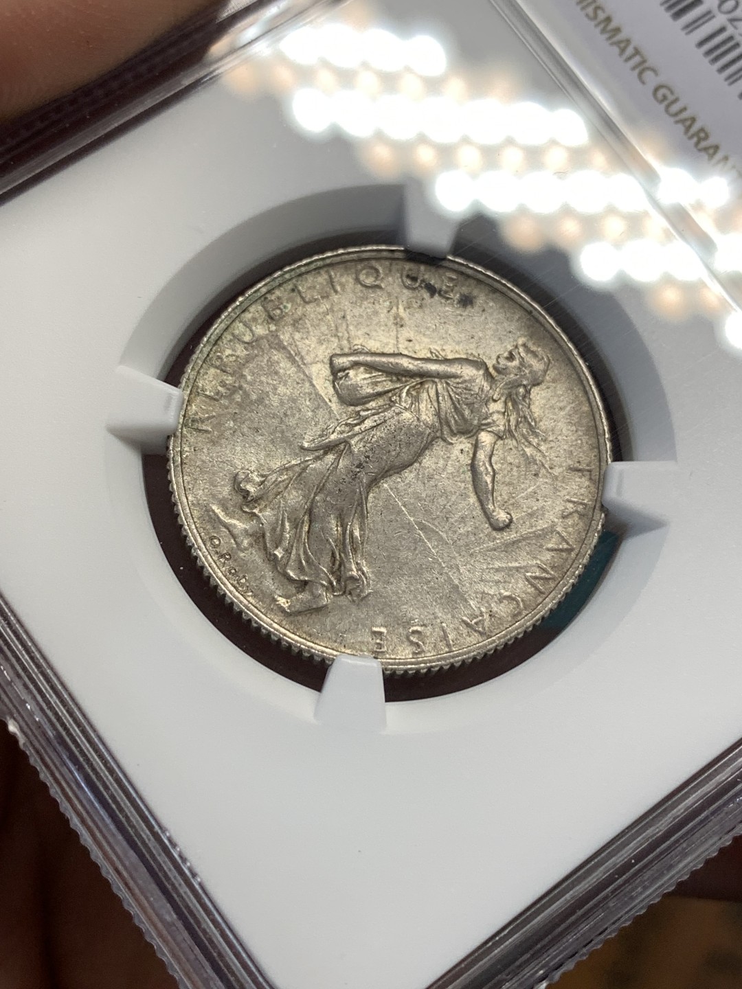 《竞宝斋》第169场-周日，周一2场 (全场包邮) NGC-MS64 法国1920年 播种女神 2法郎银币 顶级品相