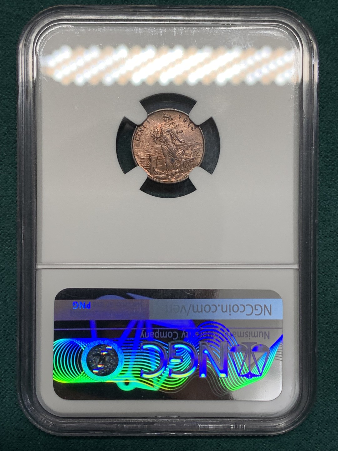 《竞宝斋》第169场-周日，周一2场 (全场包邮) NGC MS62 1912年意大利拿花女神1分铜币 低评好品好状态