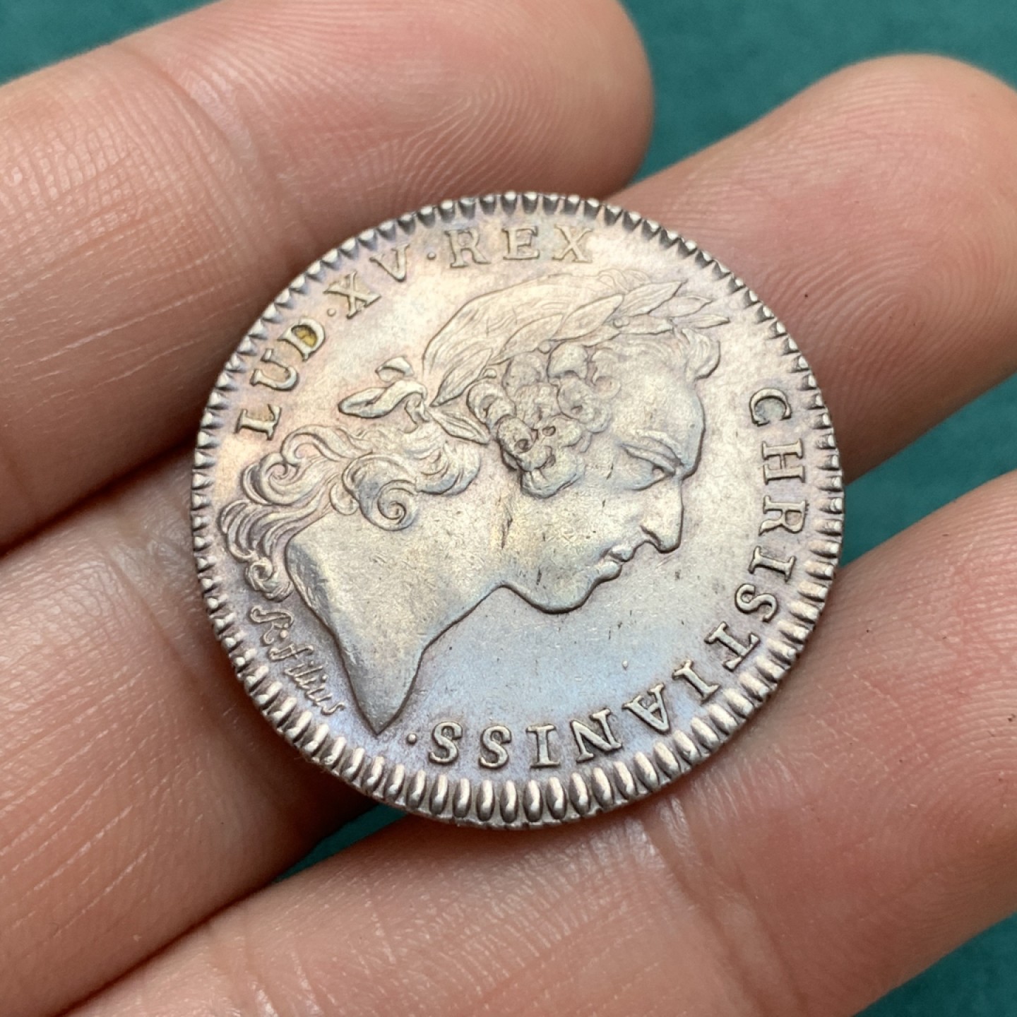 《竞宝斋》第169场-周日，周一2场 (全场包邮) 法国 路易十五 1765 银质圆形代币