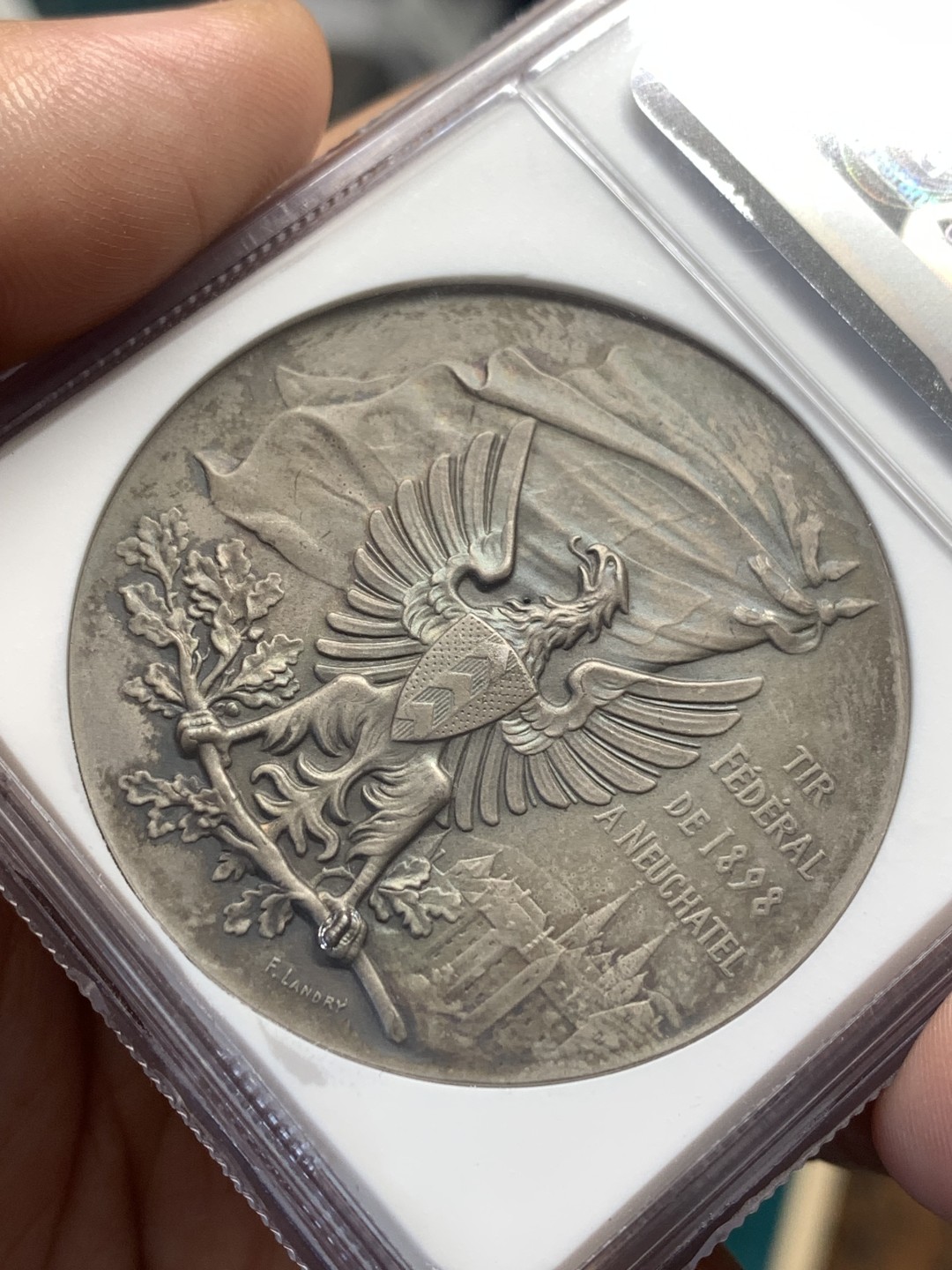 《竞宝斋》第169场-周日，周一2场 (全场包邮) NGC-MS63 1898瑞士纳沙泰尔射击节银章