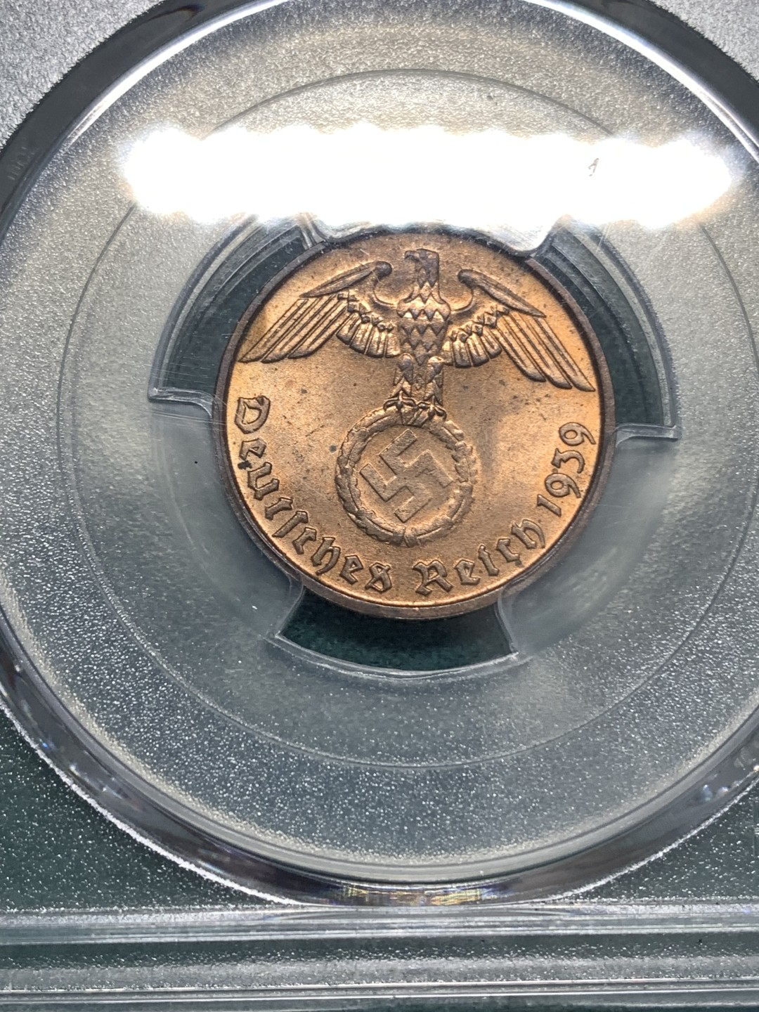 《竞宝斋》第169场-周日，周一2场 (全场包邮) PCGS MS65RD 德国1939年2芬尼 高分原光铜币，难在RD