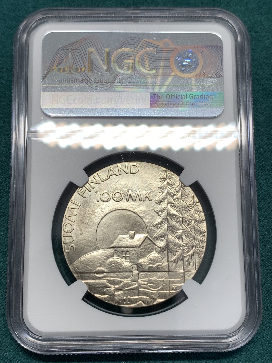 《竞宝斋》第169场-周日，周一2场 (全场包邮) NGC MS67 芬兰1990苏芬战争50年银币 100马克 克劳斯获奖币