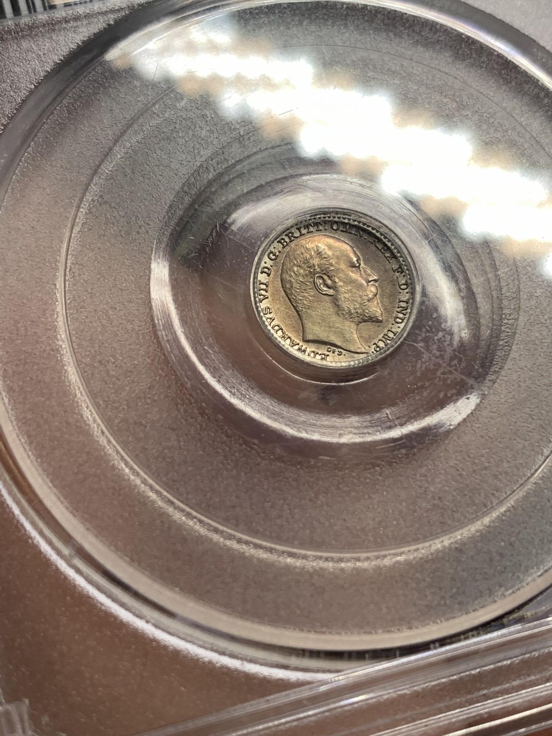 《竞宝斋》第169场-周日，周一2场 (全场包邮) PCGS PR62 英国1902年爱七 1便士银币 这个是精制套里的， 玫瑰金包浆