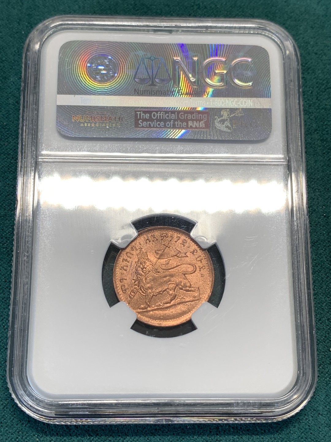 《竞宝斋》第169场-周日，周一2场 (全场包邮) NGC-MS65RD埃塞俄比亚EE1889（1897年）1/32比尔