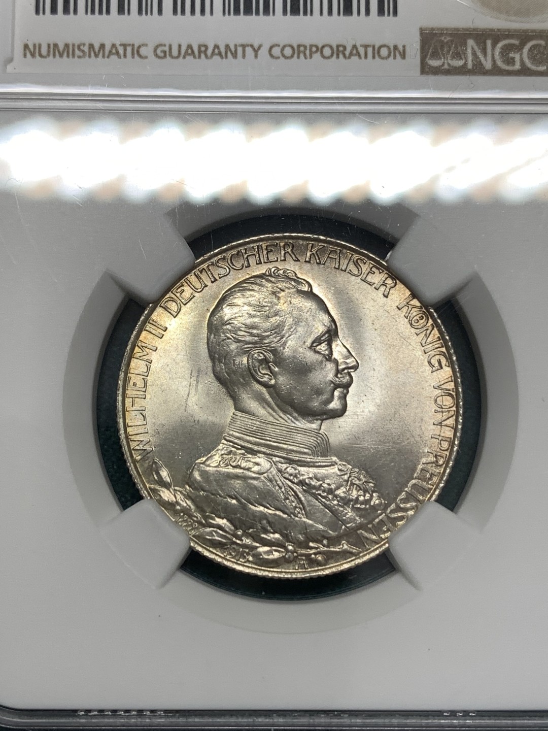 《竞宝斋》第169场-周日，周一2场 (全场包邮) NGC-MS63 德国 1913年 普鲁士 军装 2马克 银币 好彩