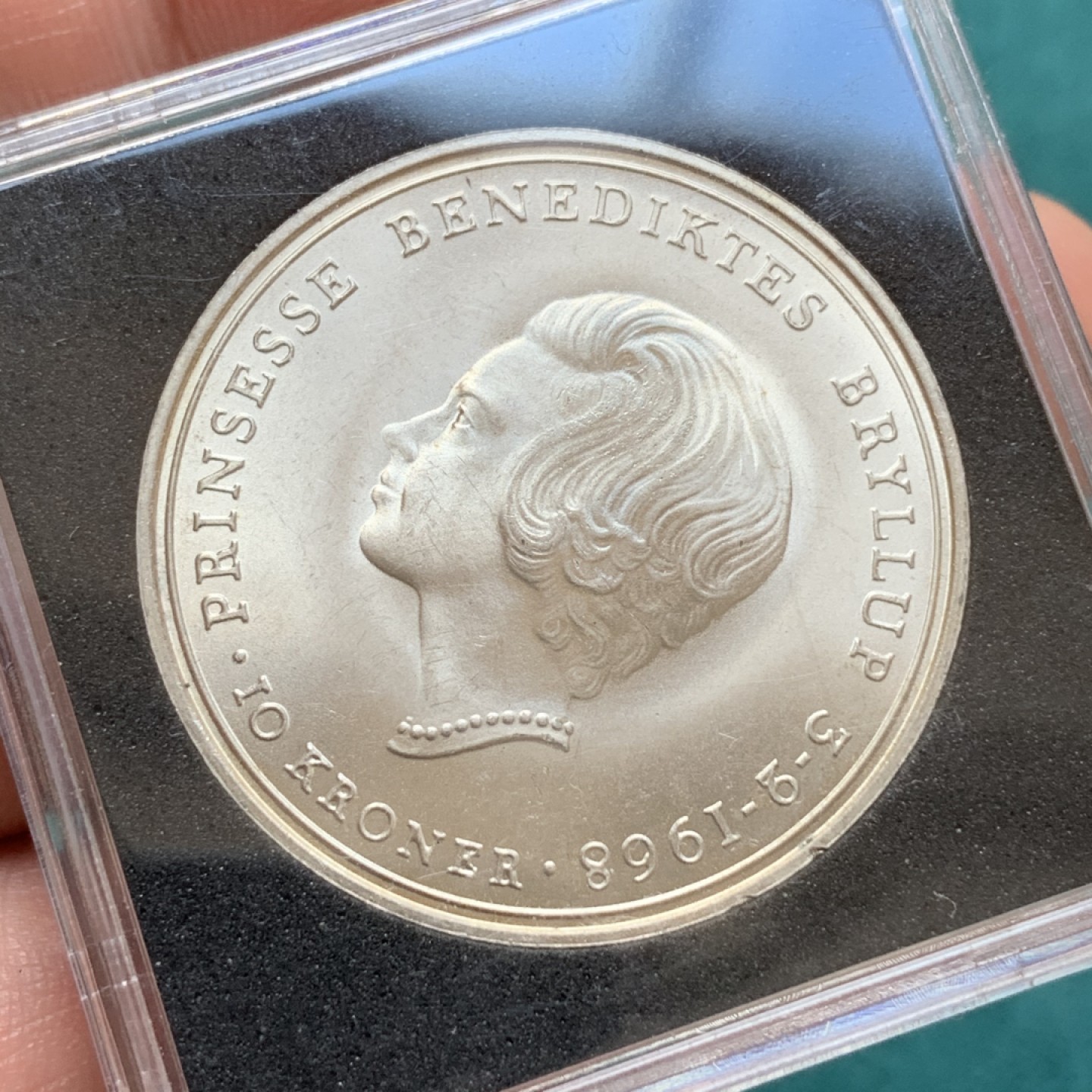 《竞宝斋》第169场-周日，周一2场 (全场包邮) 1968年丹麦本尼迪克特公主大婚10克朗银币