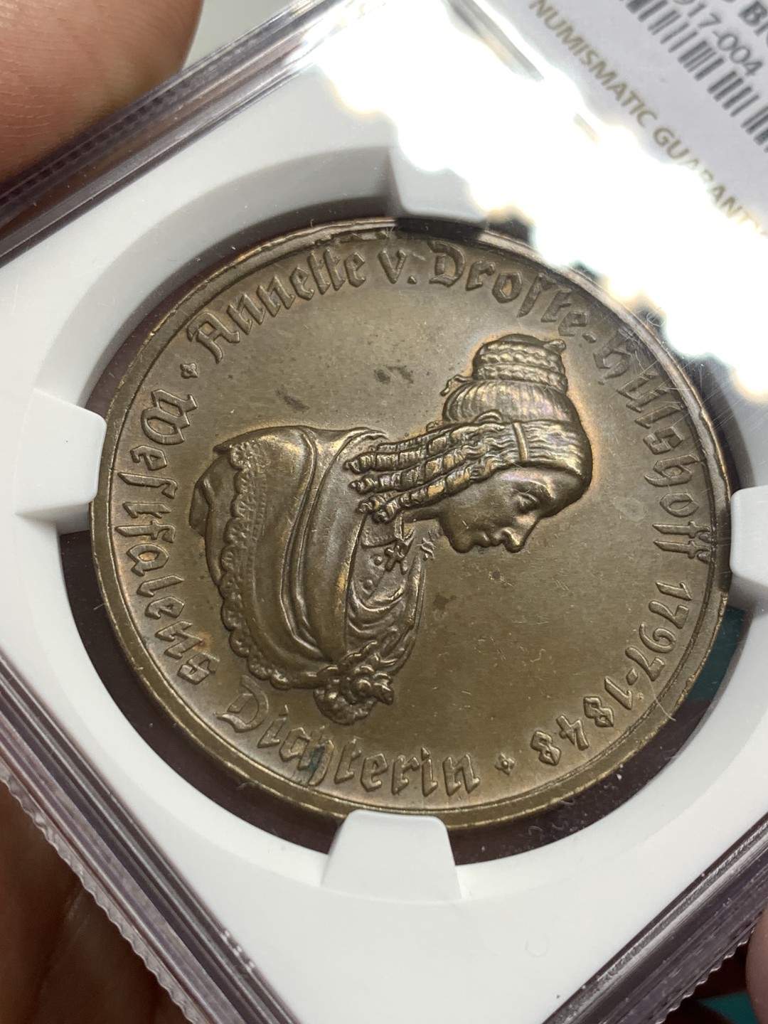 《竞宝斋》第169场-周日，周一2场 (全场包邮) NGC MS63BN 德国威斯特伐利亚1923年女头500马克大马币铜币