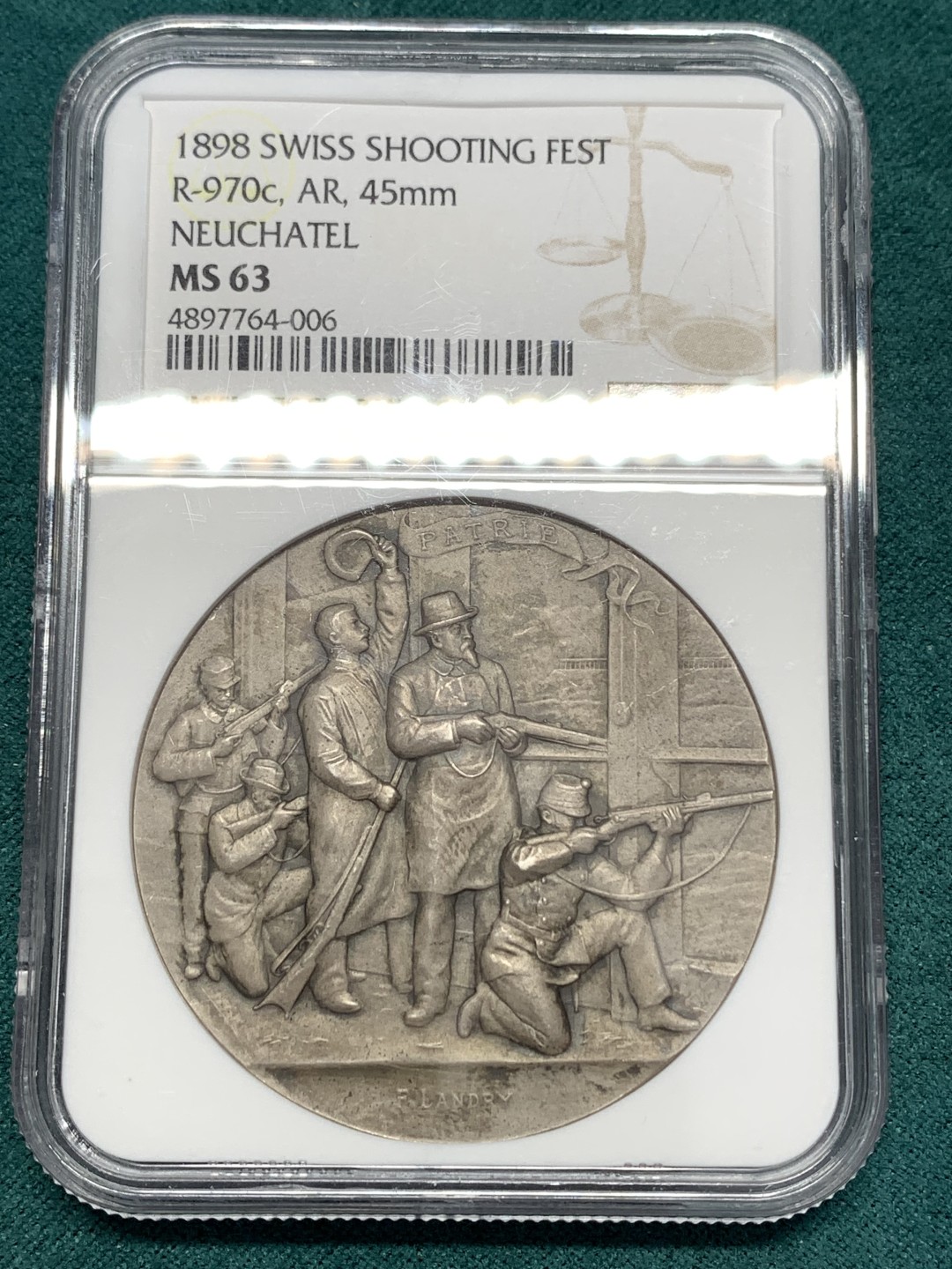 《竞宝斋》第169场-周日，周一2场 (全场包邮) NGC-MS63 1898瑞士纳沙泰尔射击节银章