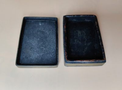 民国金文汉瓦文墨盒镇尺套件-墨盒有上下题款 民国金文汉瓦文墨盒镇尺套件-墨盒有上下题款