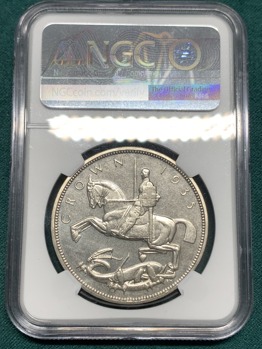 《竞宝斋》第169场-周日，周一2场 (全场包邮) NGC SP64 英国1935年乔治五世马剑一克朗银币，SP特制版本 NGC极少标注SP