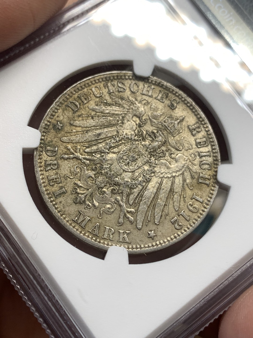 《竞宝斋》第169场-周日，周一2场 (全场包邮) NGC-AU58 德国 1912J 汉堡自由市 3马克银币