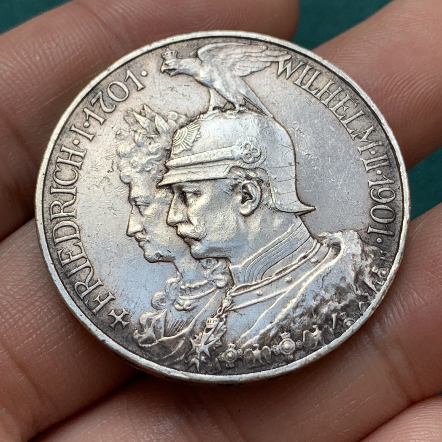 《竞宝斋》第169场-周日，周一2场 (全场包邮) 德国普鲁士1901年建国200周年5马克银币