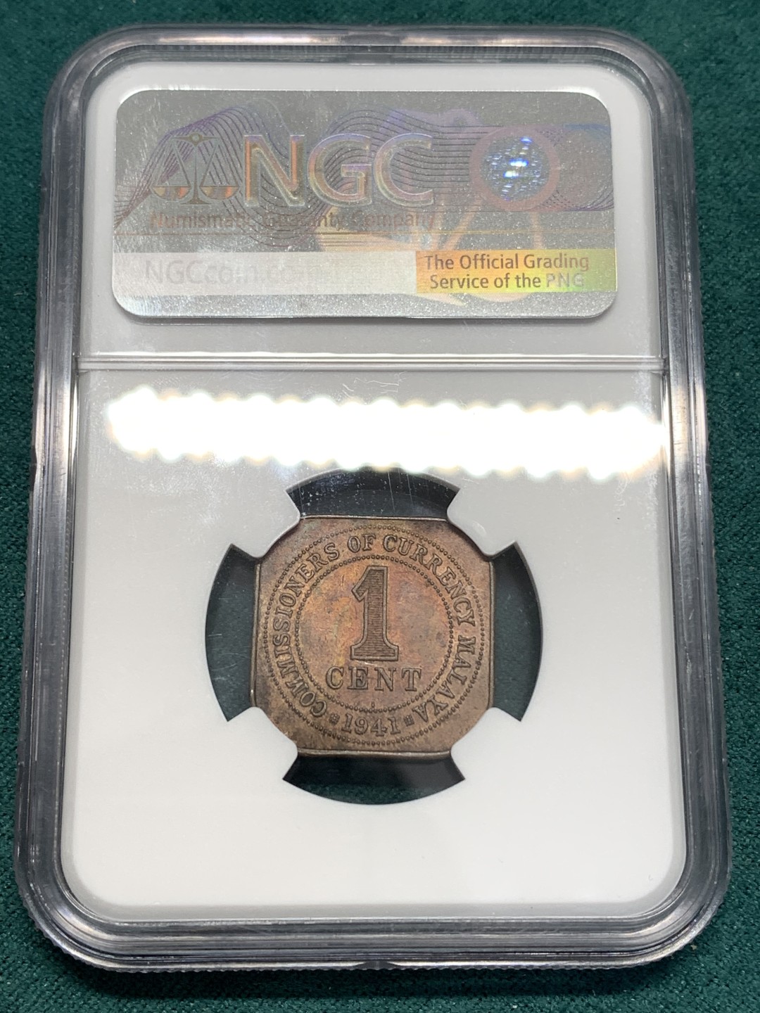 《竞宝斋》第169场-周日，周一2场 (全场包邮) NGC MS61BN 1941 英属马来亚大版1分 铜币