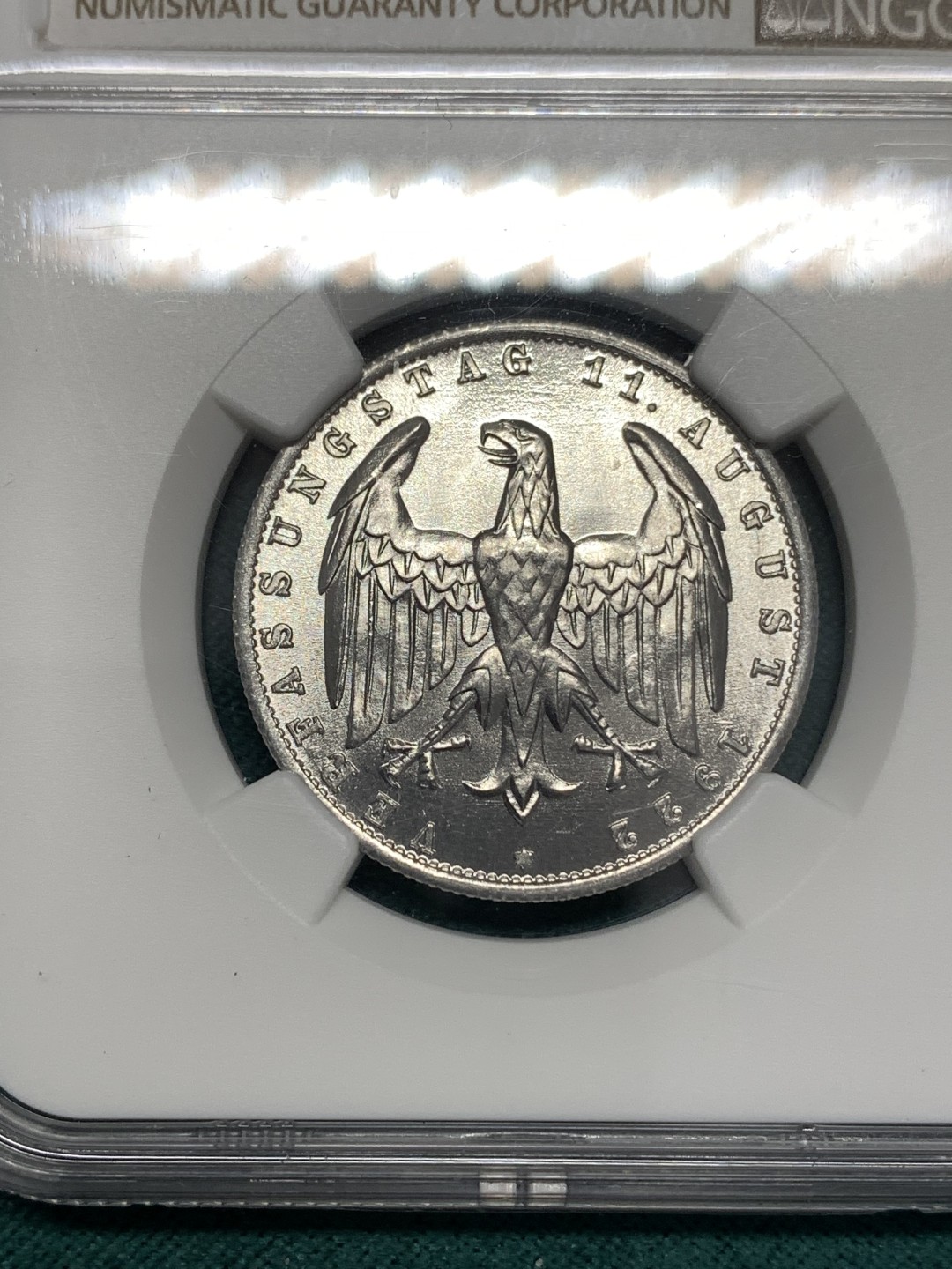 《竞宝斋》第169场-周日，周一2场 (全场包邮) NGC-MS67 德国 1922年3马克铝币 顶级分数