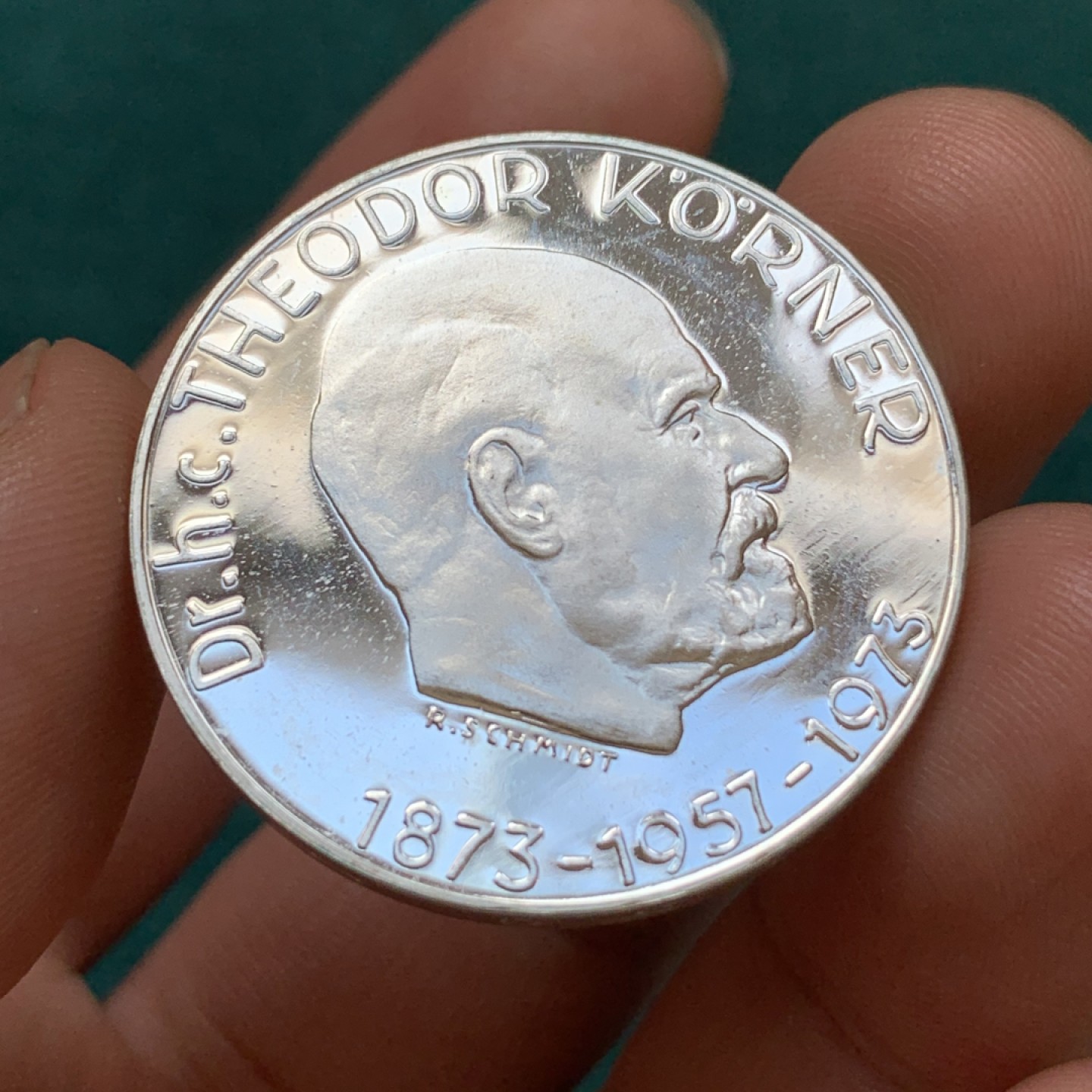 《竞宝斋》第169场-周日，周一2场 (全场包邮) 奥地利1973年50先令大银币精制 特奥多尔·克尔纳总统百年诞辰纪念 20克90%银