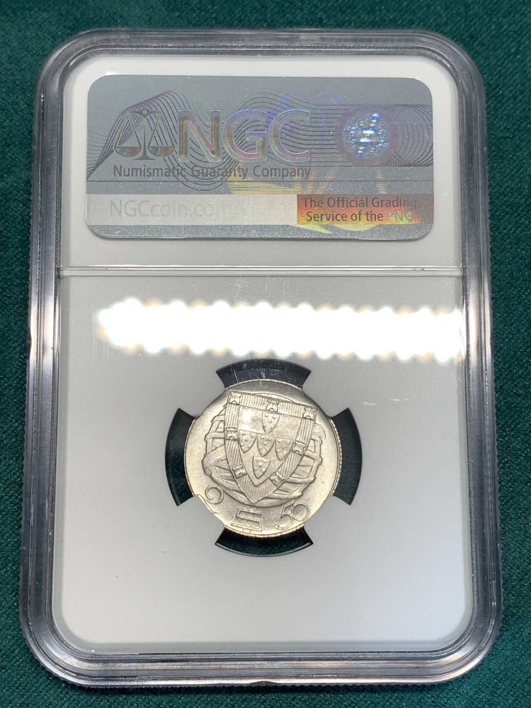 《竞宝斋》第169场-周日，周一2场 (全场包邮) NGC-MS66 葡萄牙1951年 大帆船2.5盾银币 顶级好品