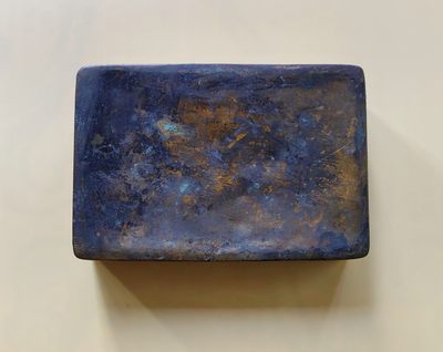 民国金文汉瓦文墨盒镇尺套件-墨盒有上下题款 民国金文汉瓦文墨盒镇尺套件-墨盒有上下题款